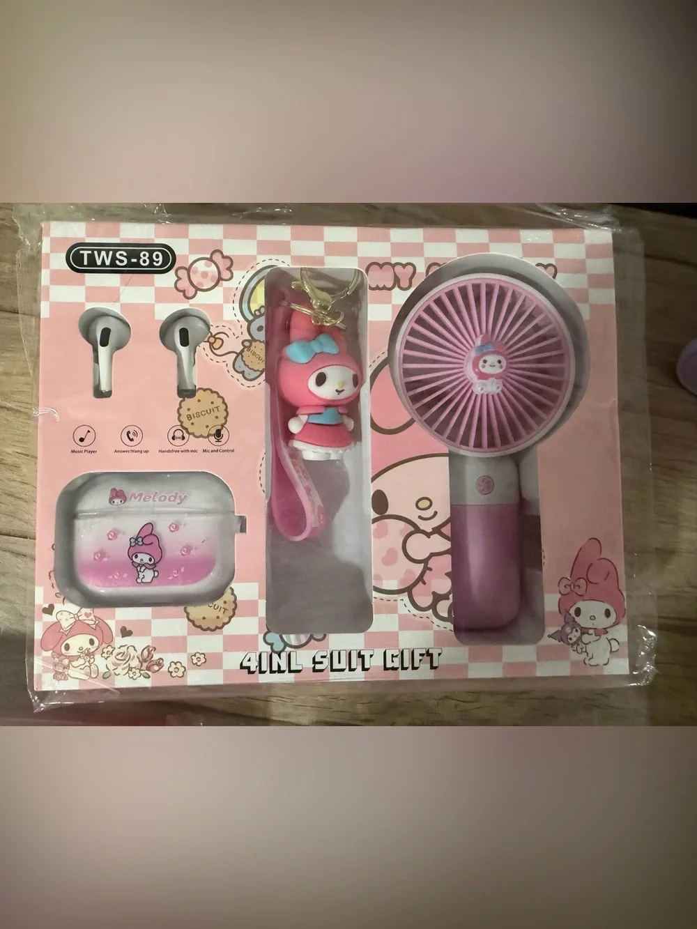 Cute Pink My Melody Wireless Earbuds Gift Set